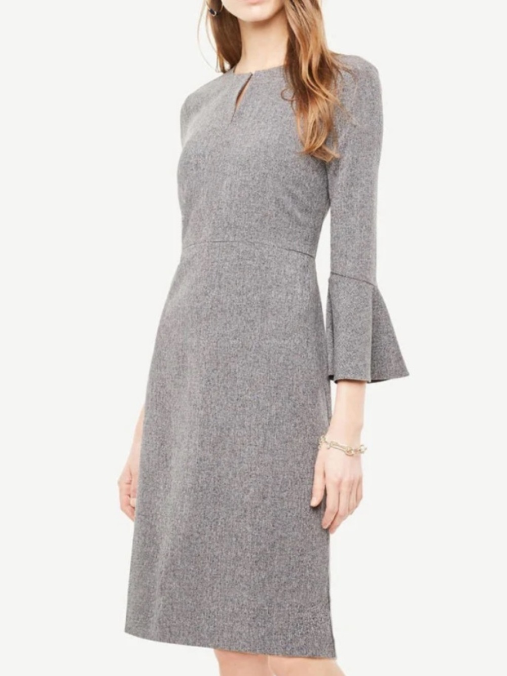 Ann Taylor gray bell sleeve dress